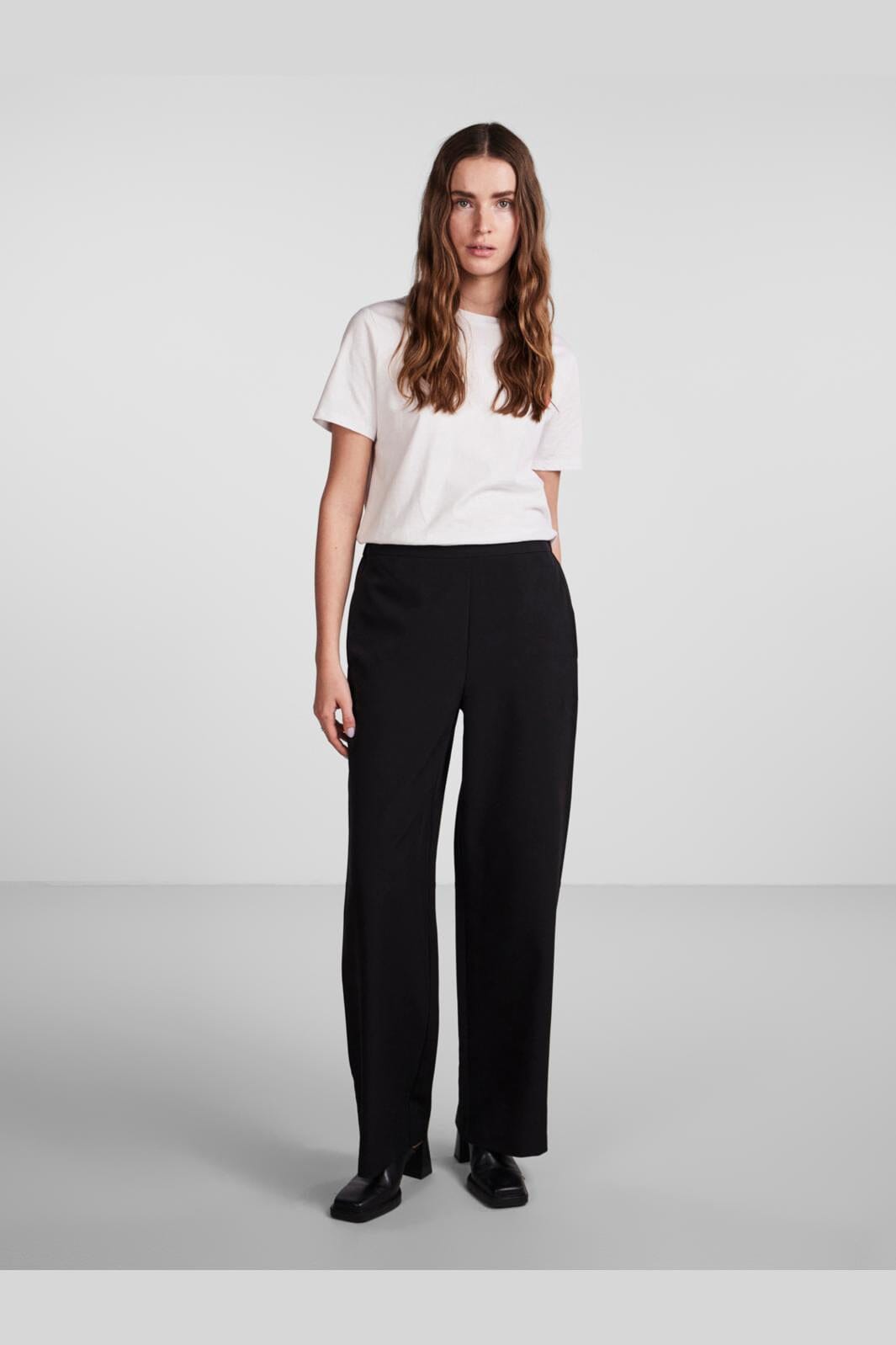 Pieces, Pcbossy Hw Wide Plain Pant, Black