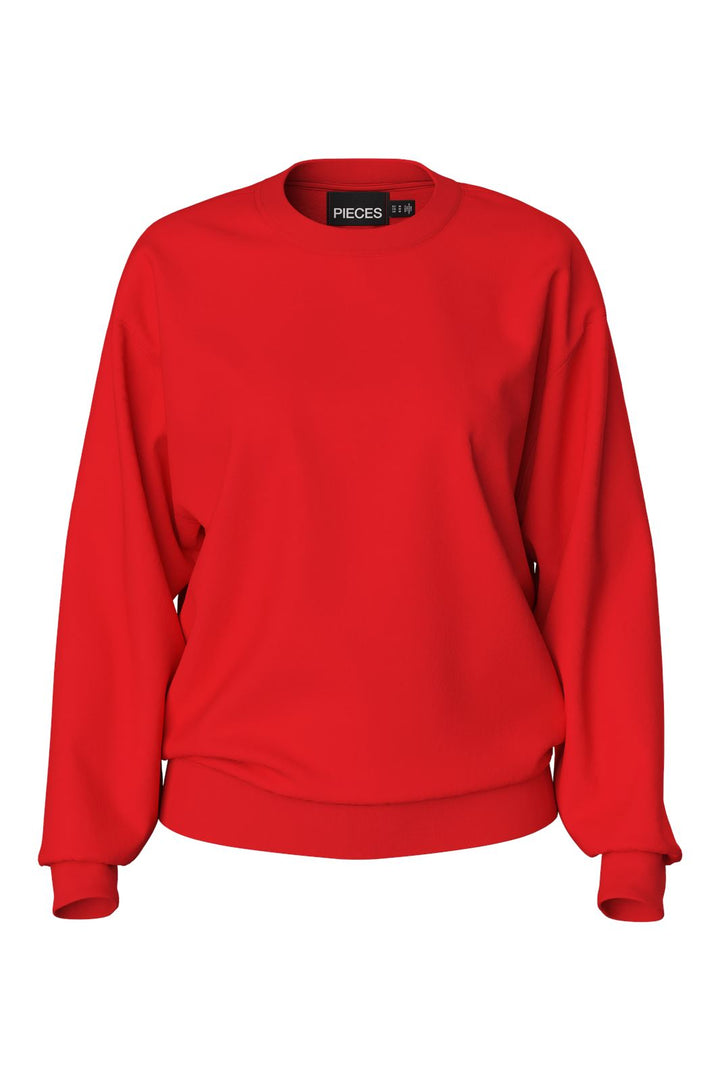 Pieces - Pcchilli Ls Oversized Sweat - 4703060 Poppy Red