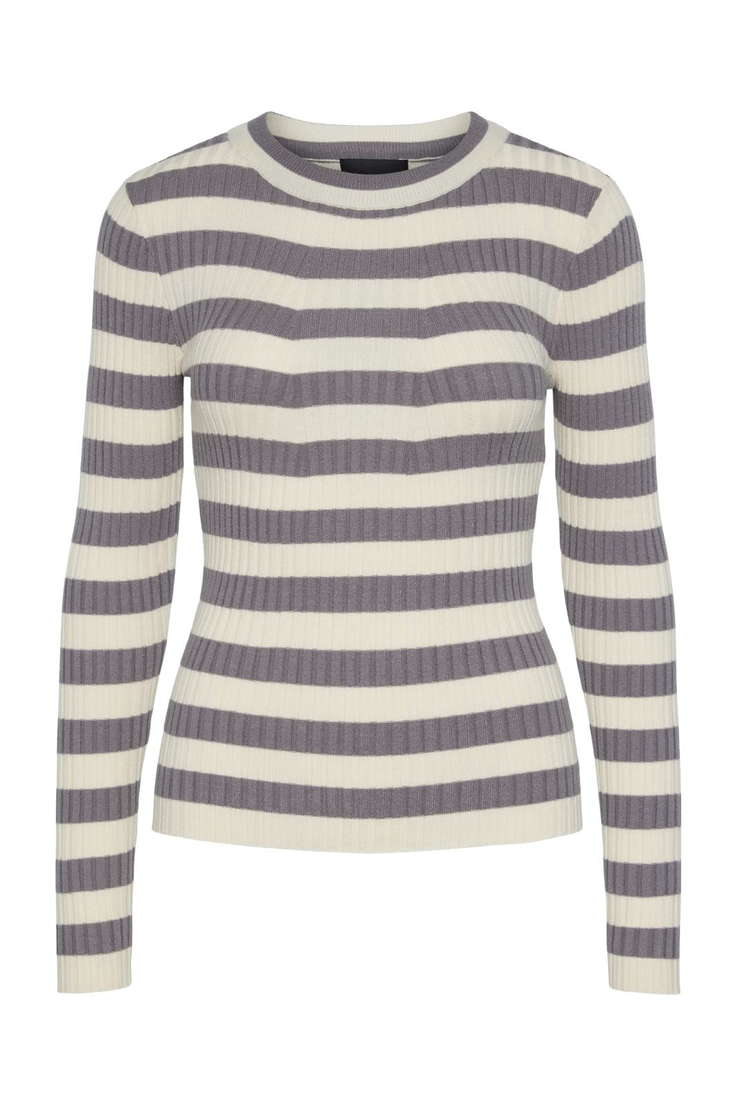 Pieces - Pccrista Ls O-Neck Knit - 4533407 December Sky Wide Birch Stripes