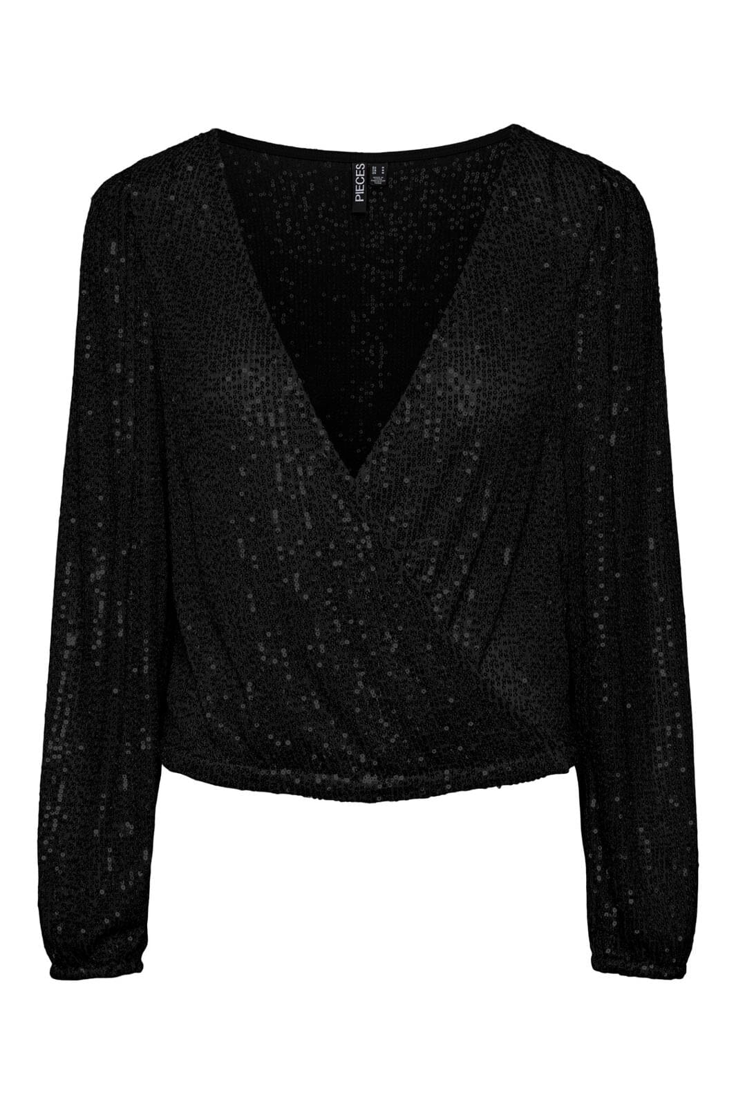 Pieces, Pcdelphia Ls New Wrap Top, Black