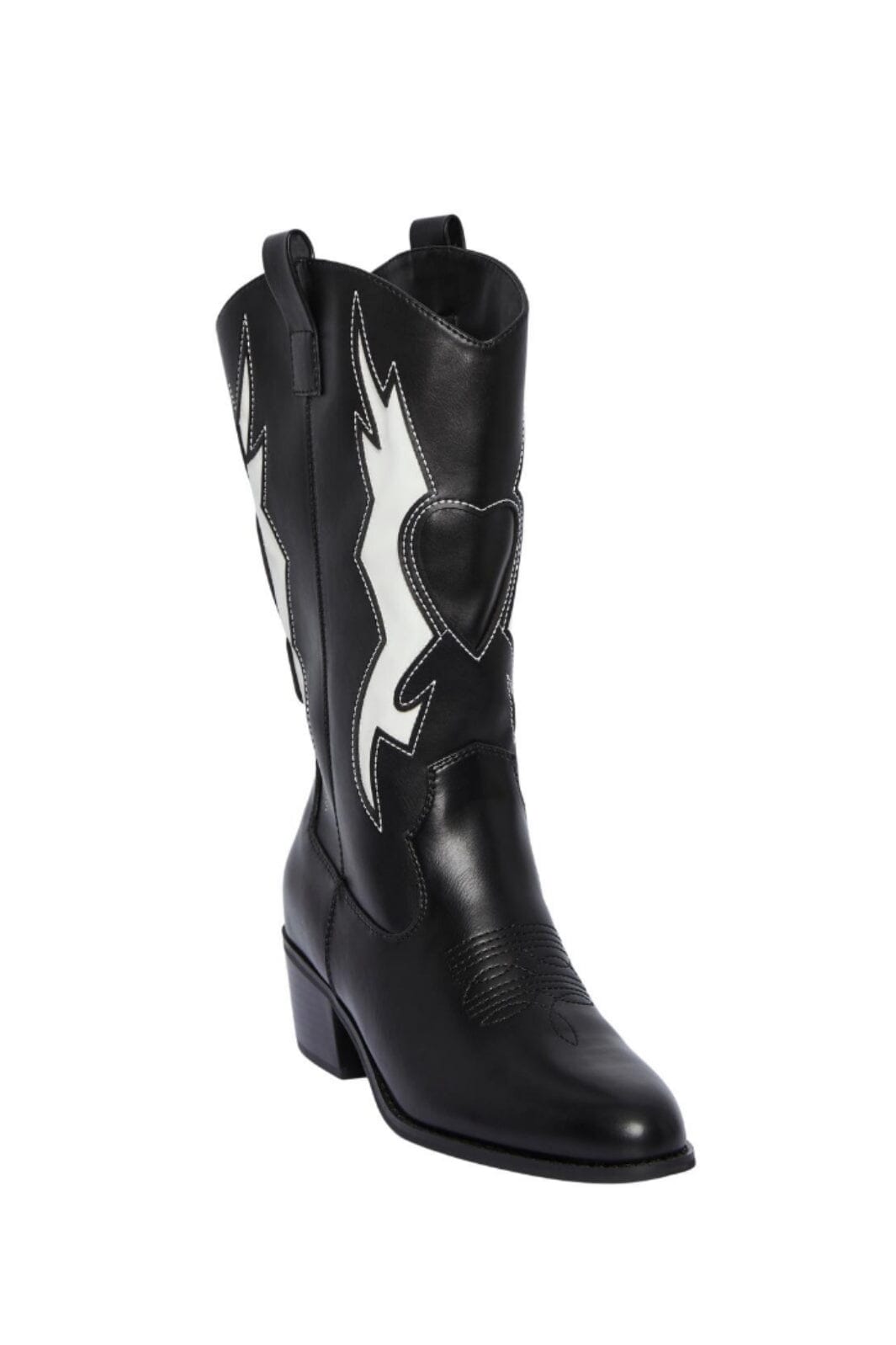 Pieces - Pcdre Cowboy Long Boot - 4383458 Black WHITE CONTRAST Støvler 