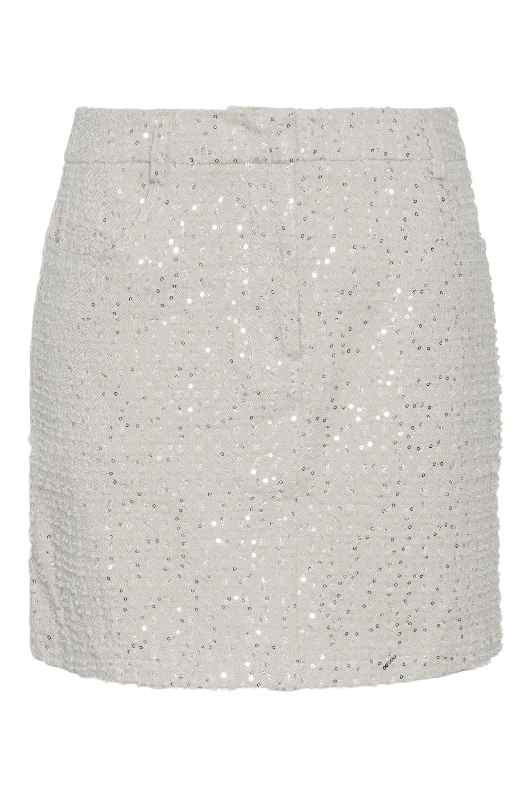 Pieces - Pcdulla Short Sequence Skirt - 4624242 Silver Gray