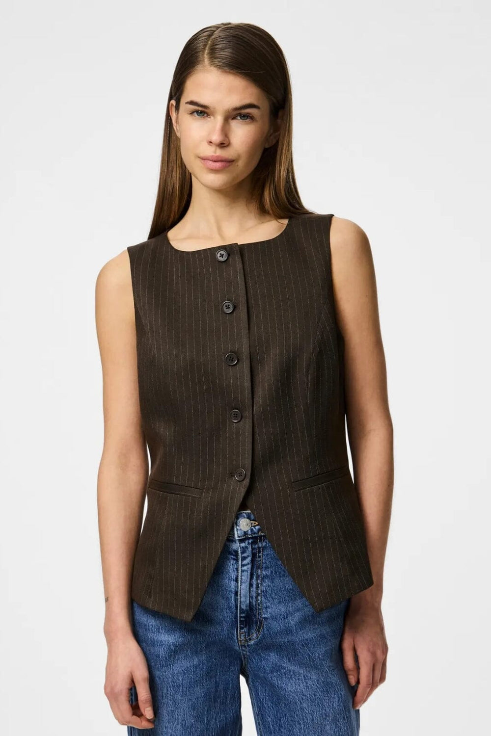 Pieces - Pcfalka Sl Pinstriped Vest Fsy - 4860202 Delicioso Pinstripe