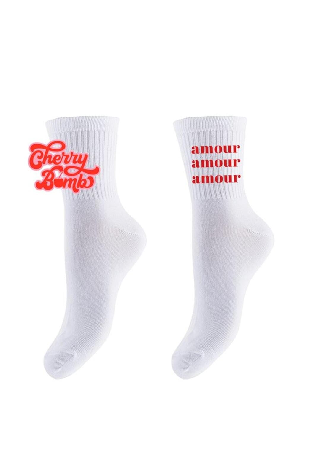 Pieces - Pcgabbi Socks 2-Pack - 4701897 Bright White Cherry Bomb+Amour