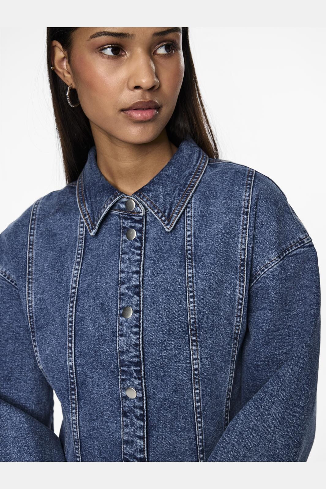 Pieces - Pcginny Ls Denim Shirt Jit - 4621892 Medium Blue Denim