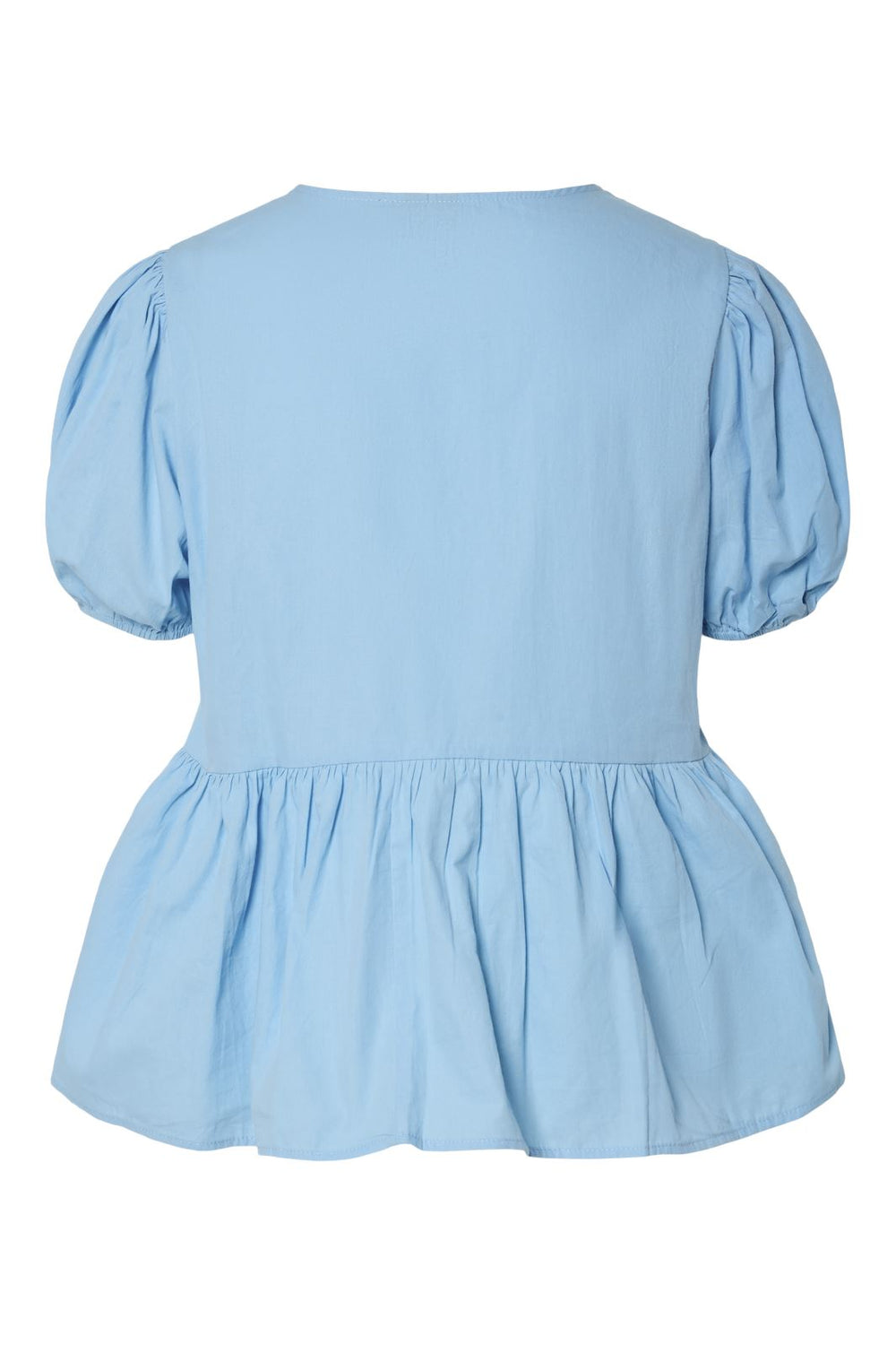 Pieces - Pcgolly Ss Bow Top - 4688606 Airy Blue Cloud Dancer Bow