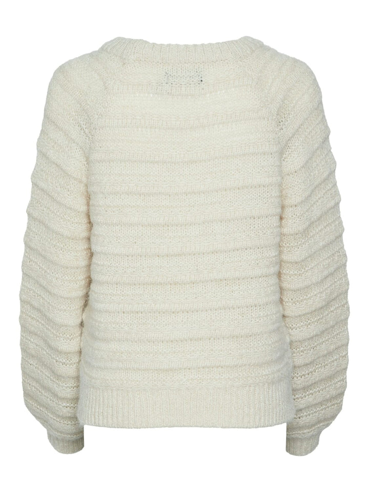 Pieces - Pcjayda Ls O-Neck Knit - 4542448 Birch Strikbluser 