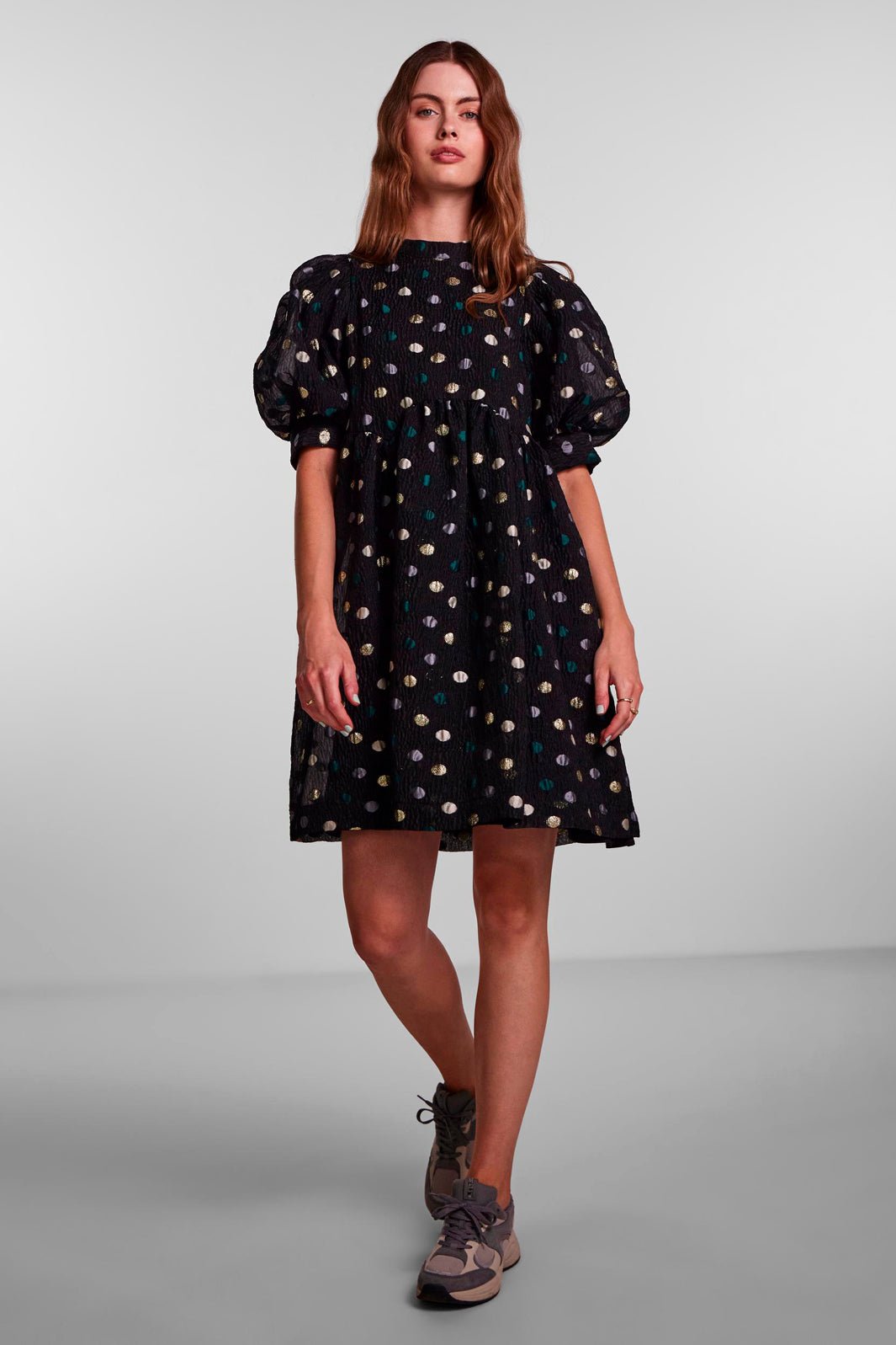 Pieces - PcJulia Ss Dress D2d - Black Multi Dots Kjoler 