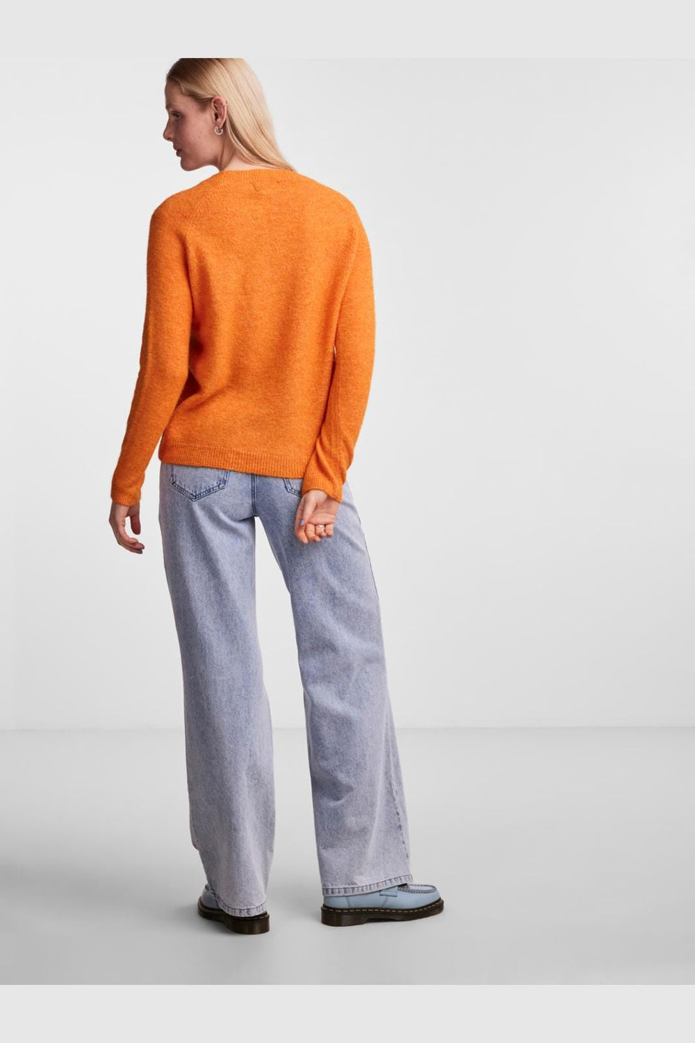 Pieces, Pcjuliana Ls O-Neck Knit, Persimmon Orange