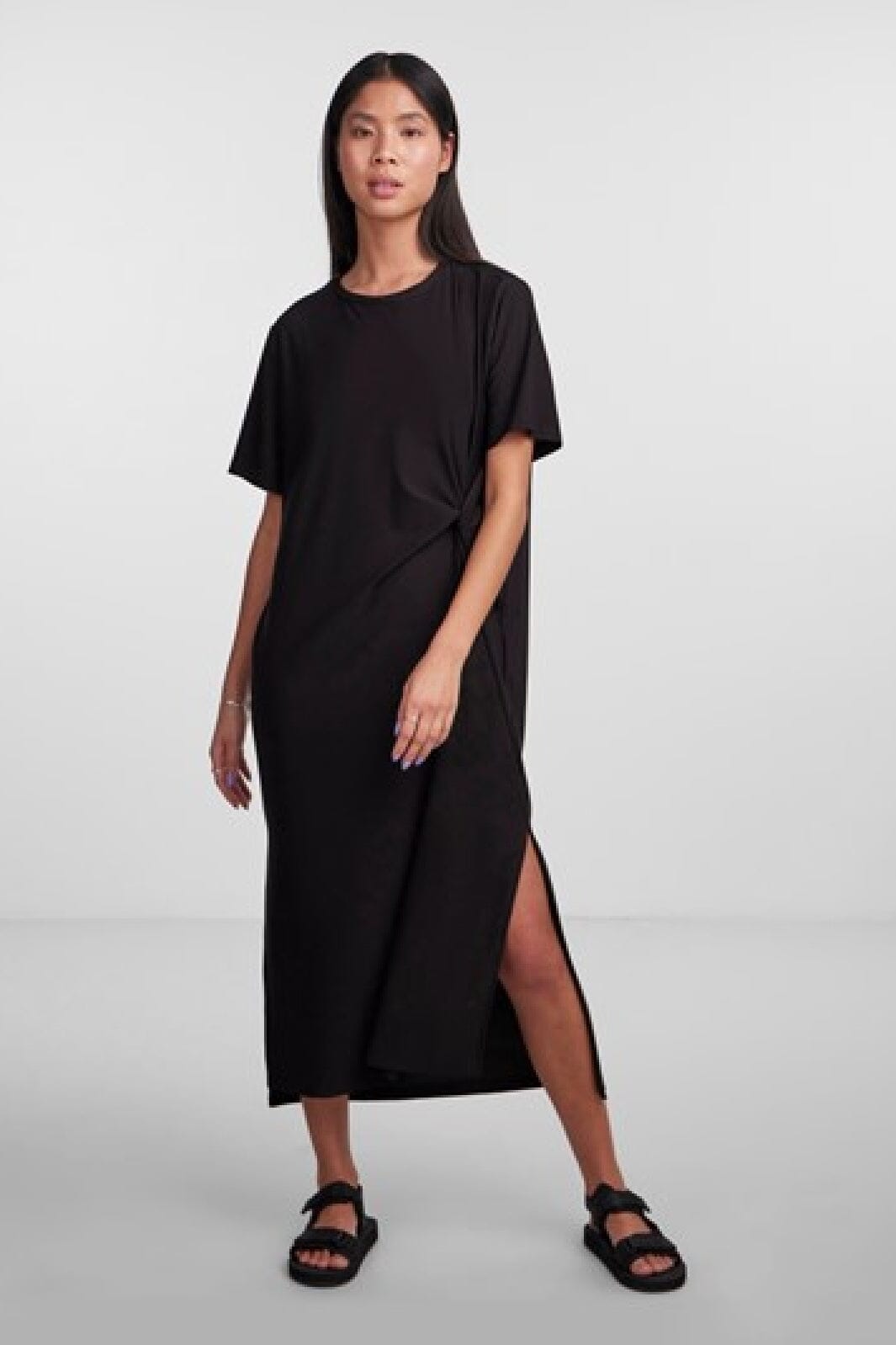 Pieces - Pcjysalinda Ss O-Neck Long Dress - 4362731 Black Kjoler 