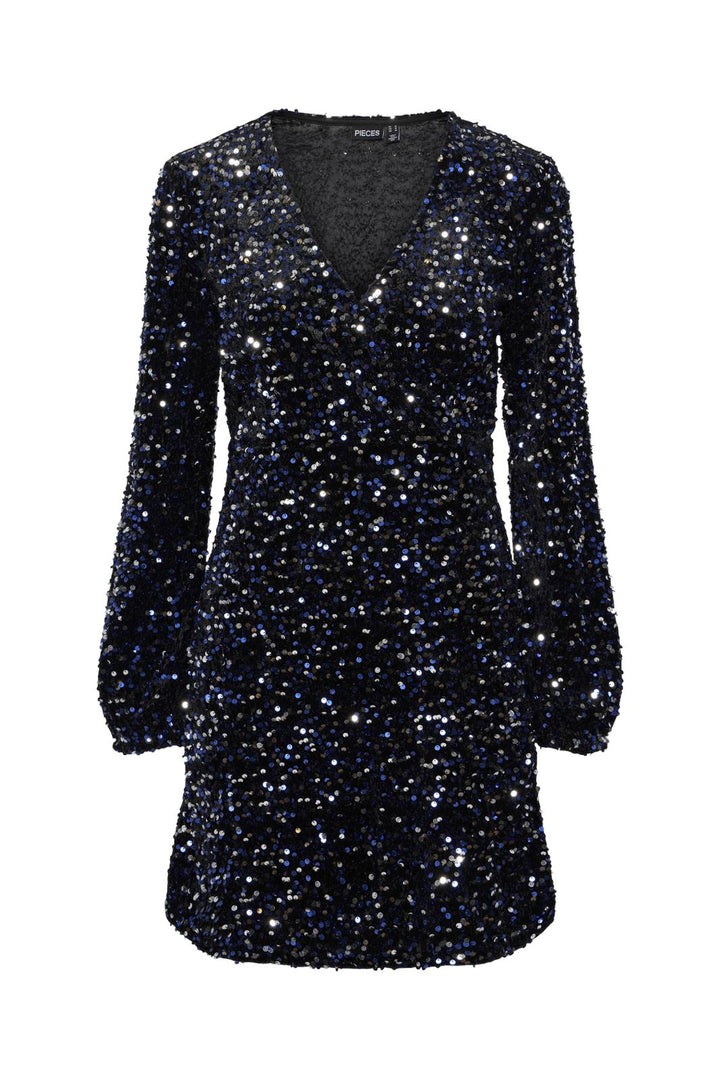 Pieces - Pckam Ls Wrap Dress - 4617679 Black Bellweather Sequins