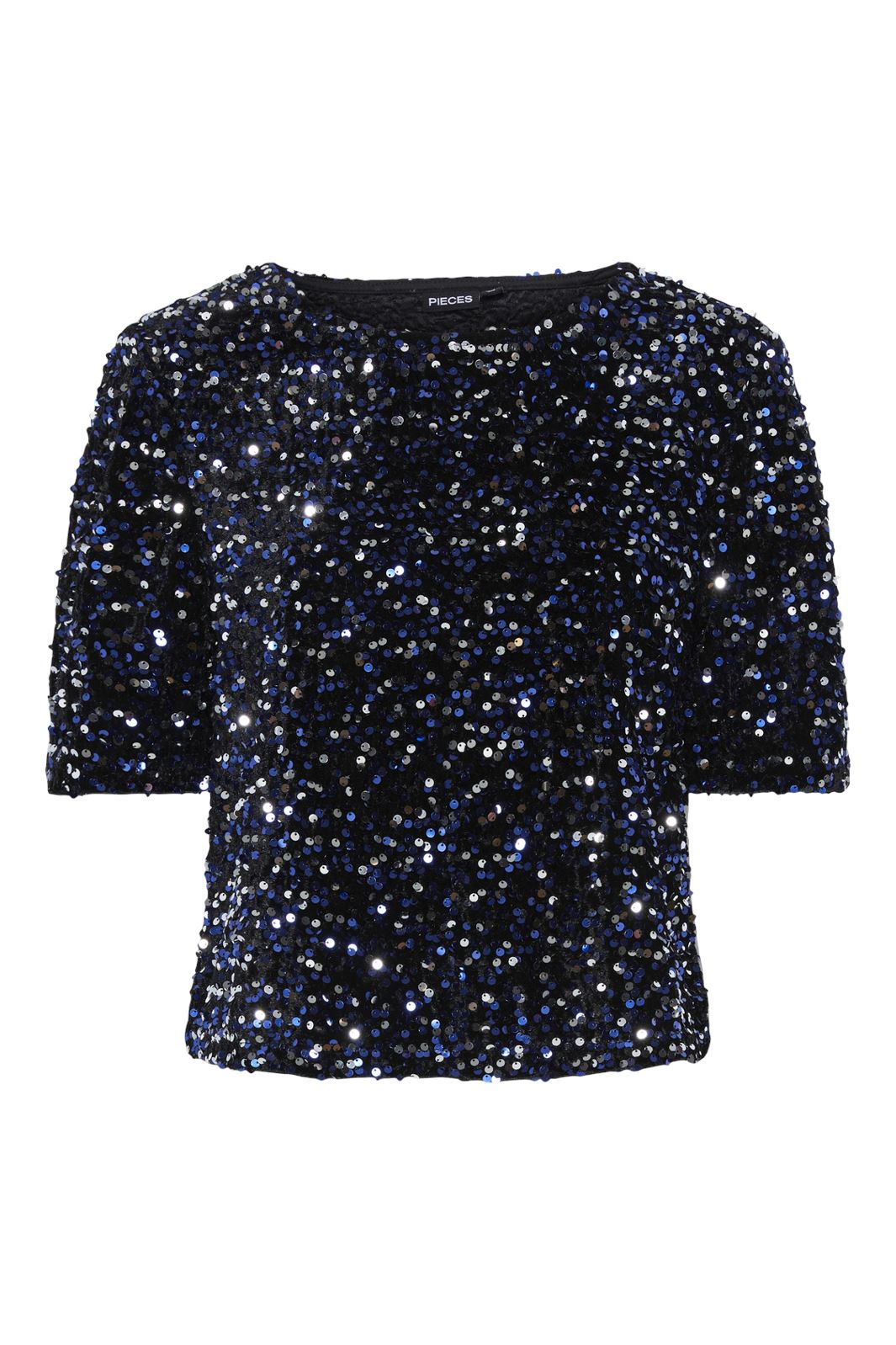 Pieces - Pckam Ss Top - 4617685 Black Bellweather Sequins