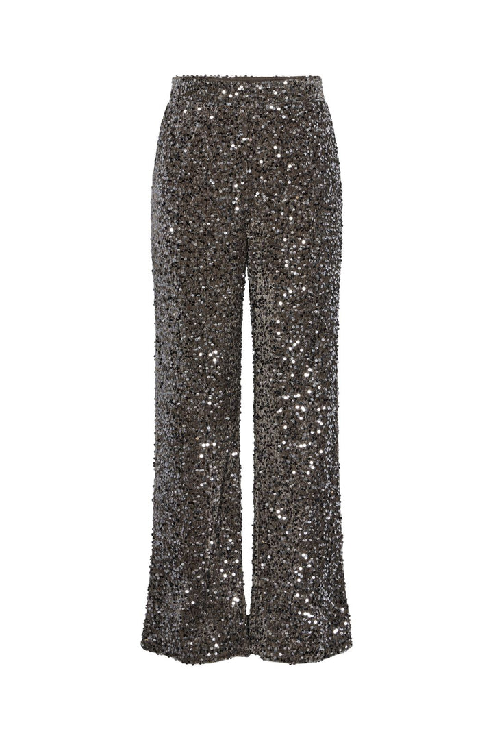 Pieces - Pckam Wide Pant - 4641530 Morel Silver Sequins