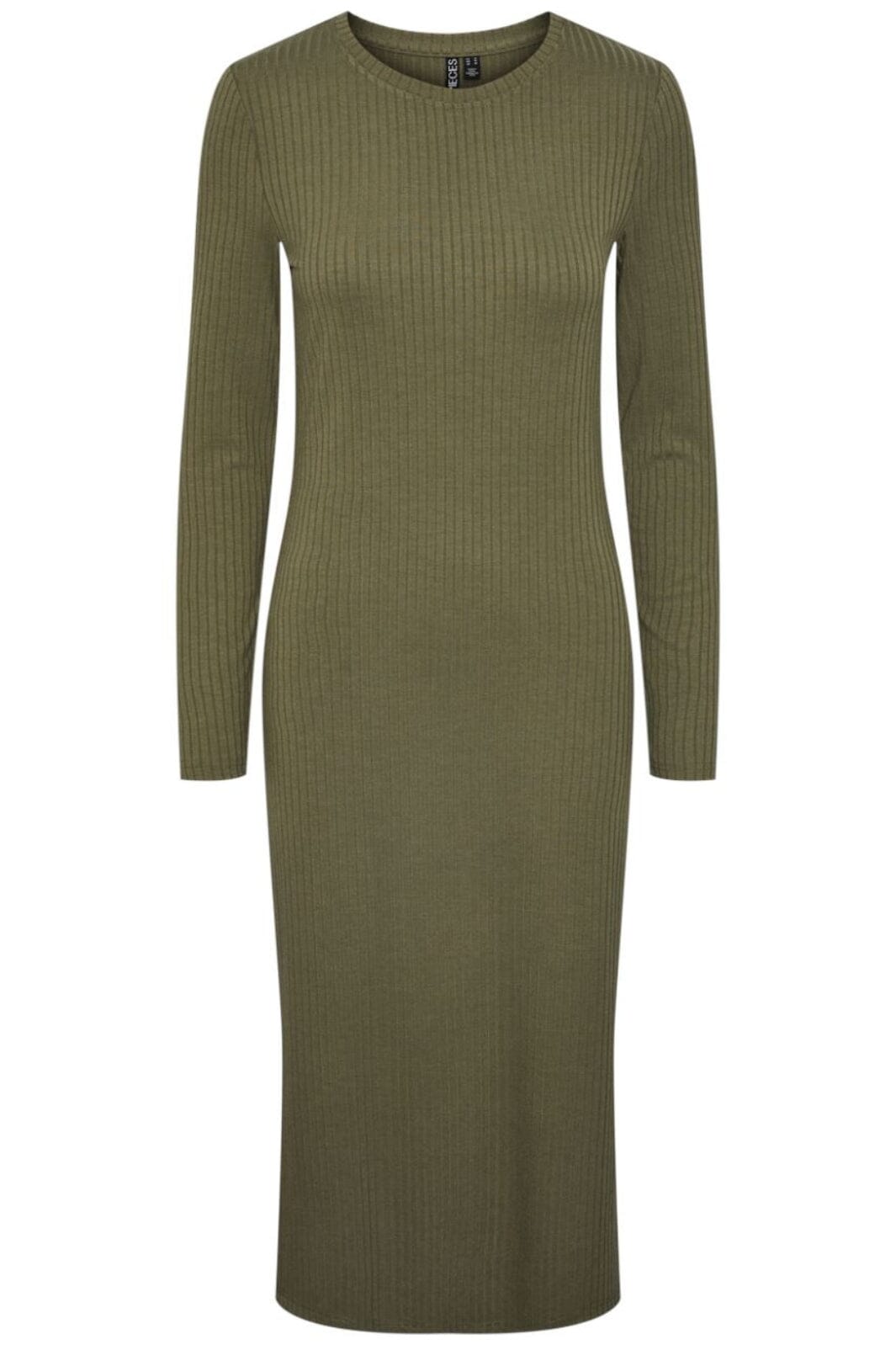 Pieces - Pckylie Ls O-Neck Midi Dress - 3935838 Deep Lichen Green Kjoler 