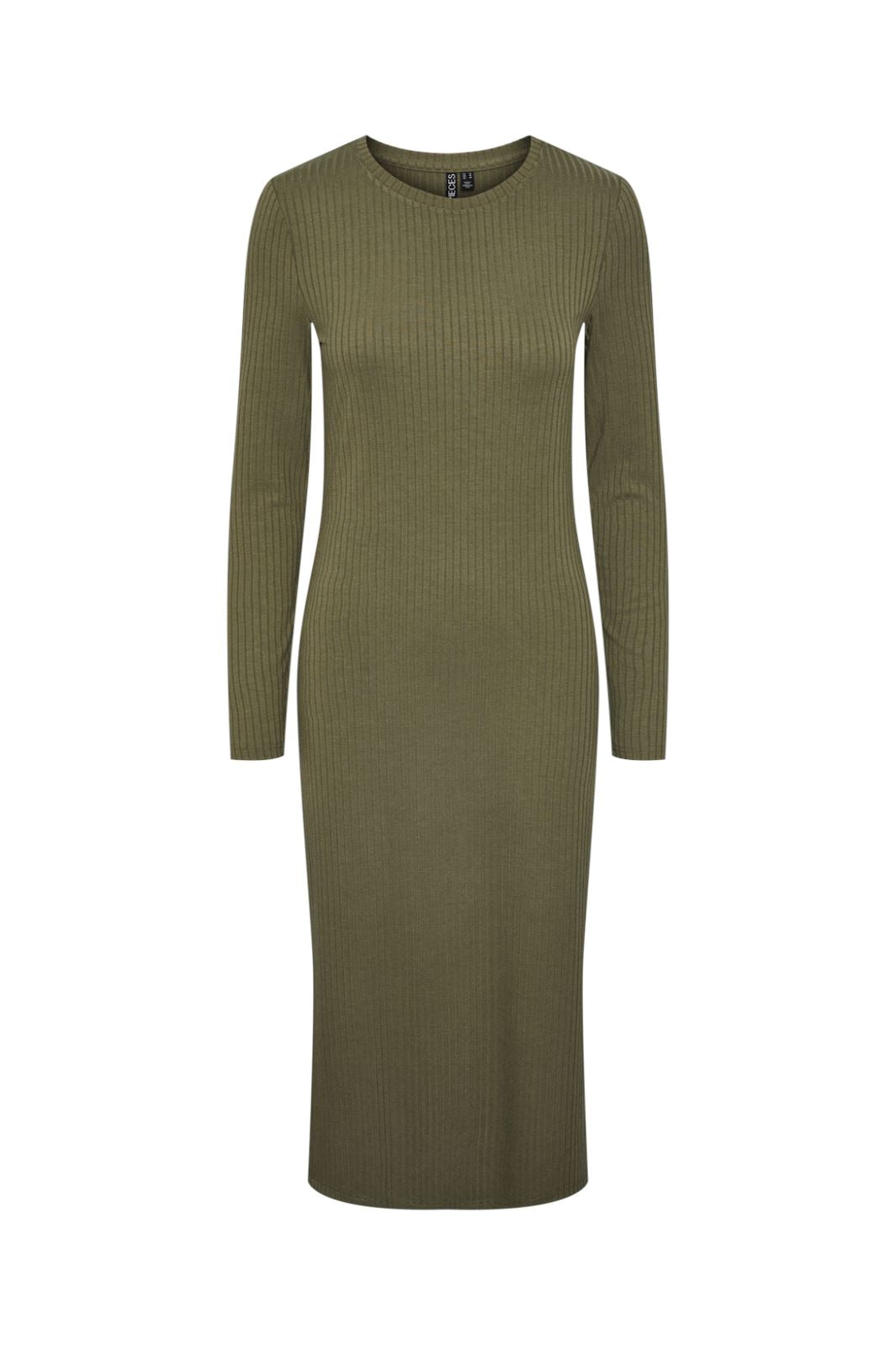 Pieces - Pckylie Ls O-Neck Midi Dress - 3935838 Deep Lichen Green