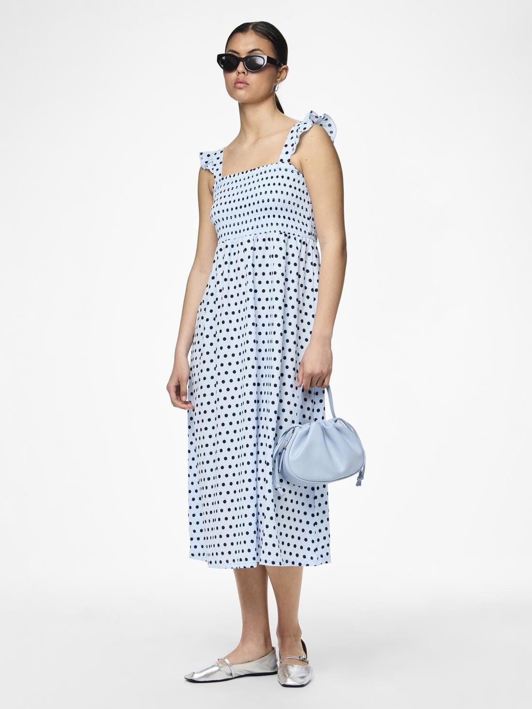 Pieces - Pcluna Smock Strap Dress Sa - 4494483 Nantucket Breeze Dots Kjoler 