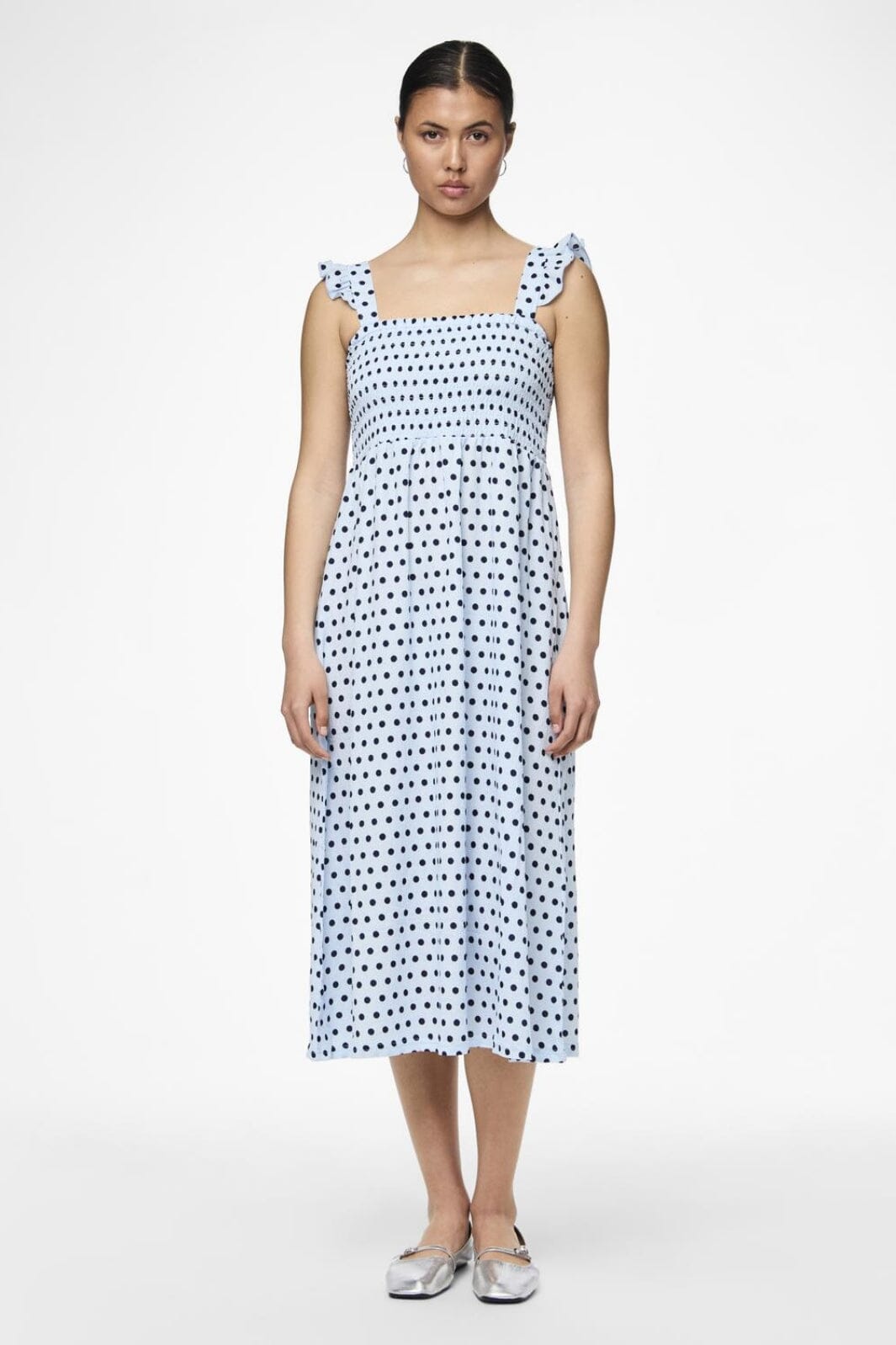 Pieces - Pcluna Smock Strap Dress Sa - 4494483 Nantucket Breeze Dots Kjoler 