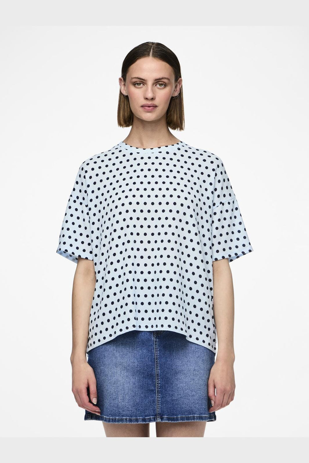 Pieces - Pcluna Ss Oversize Tee Sa - 4494488 Nantucket Breeze Dots