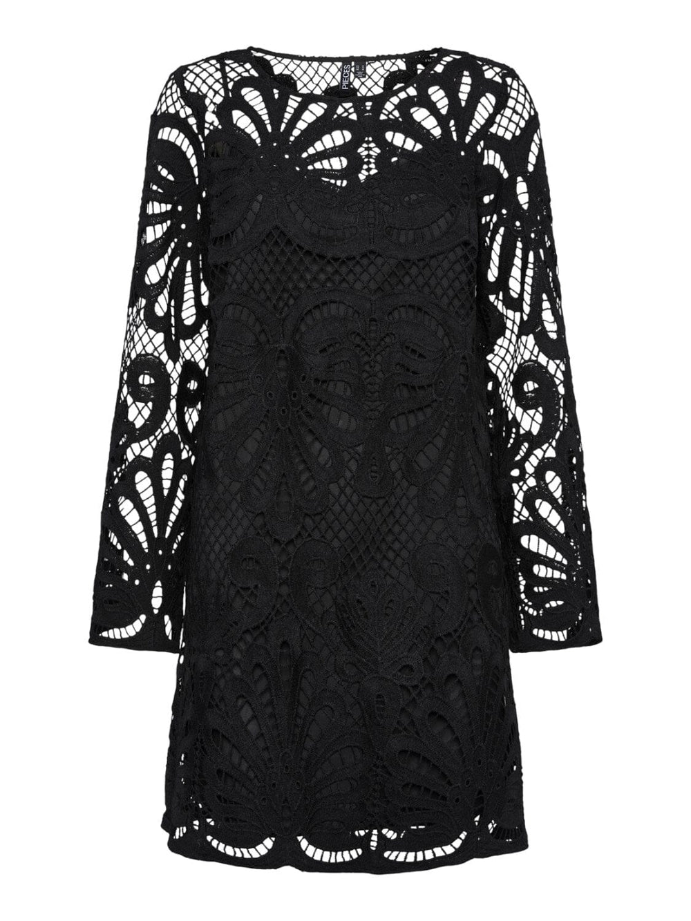 Pieces - Pclykke Ls Lace Dress - 4584682 Black Kjoler 