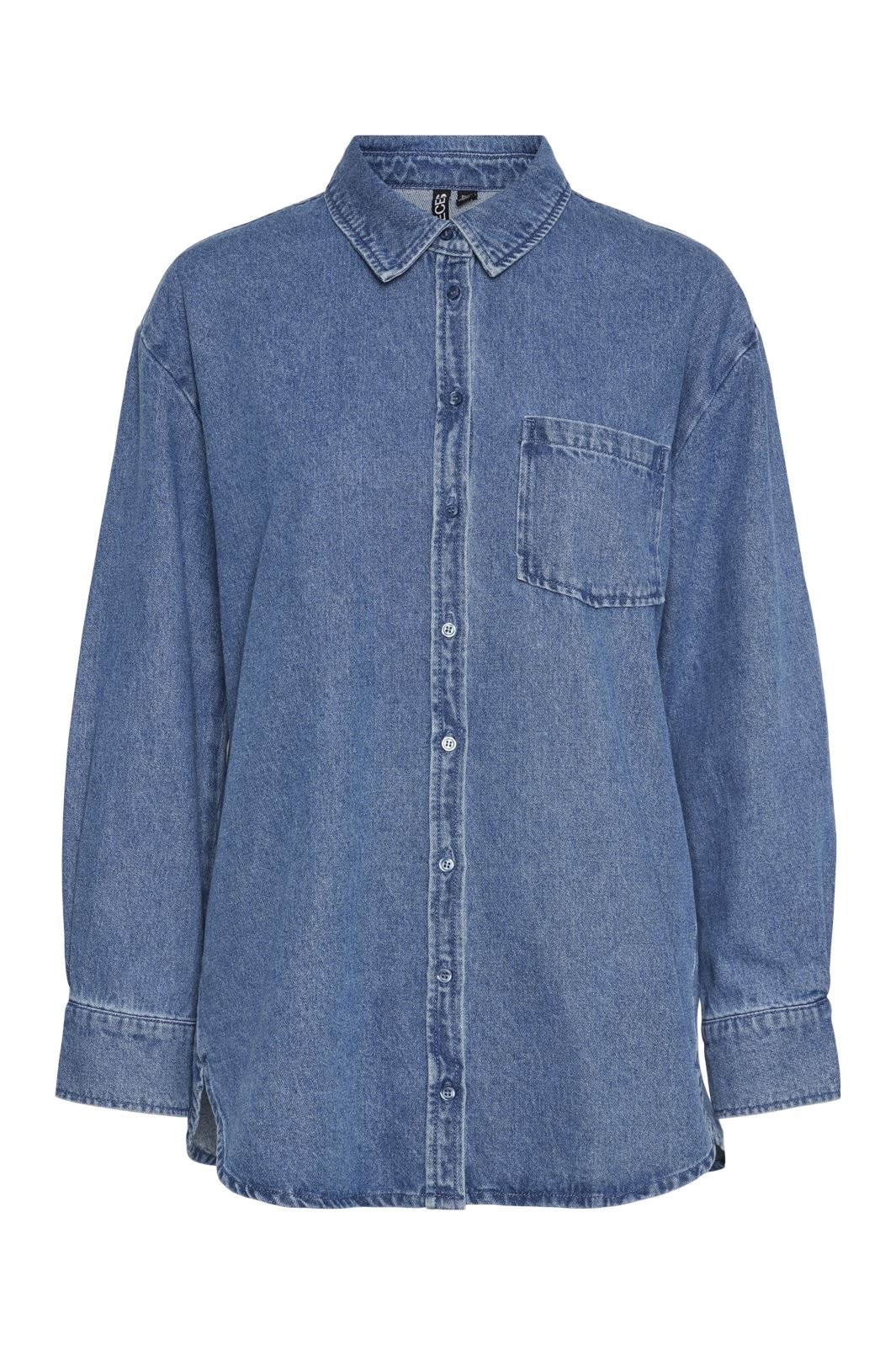 Pieces - Pcmaisie Ls Denim Shirt - 4544392 Medium Blue Denim