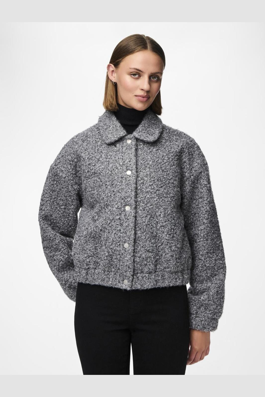 Pieces - Pcnadia Short Jacket - 4563149 Medium Grey Melange