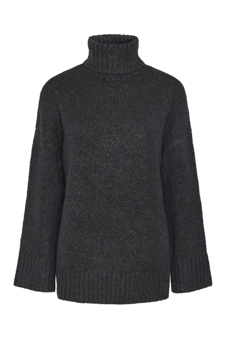 Pieces - Pcnancy Ls Loose Roll Neck Knit - 4533573 Magnet