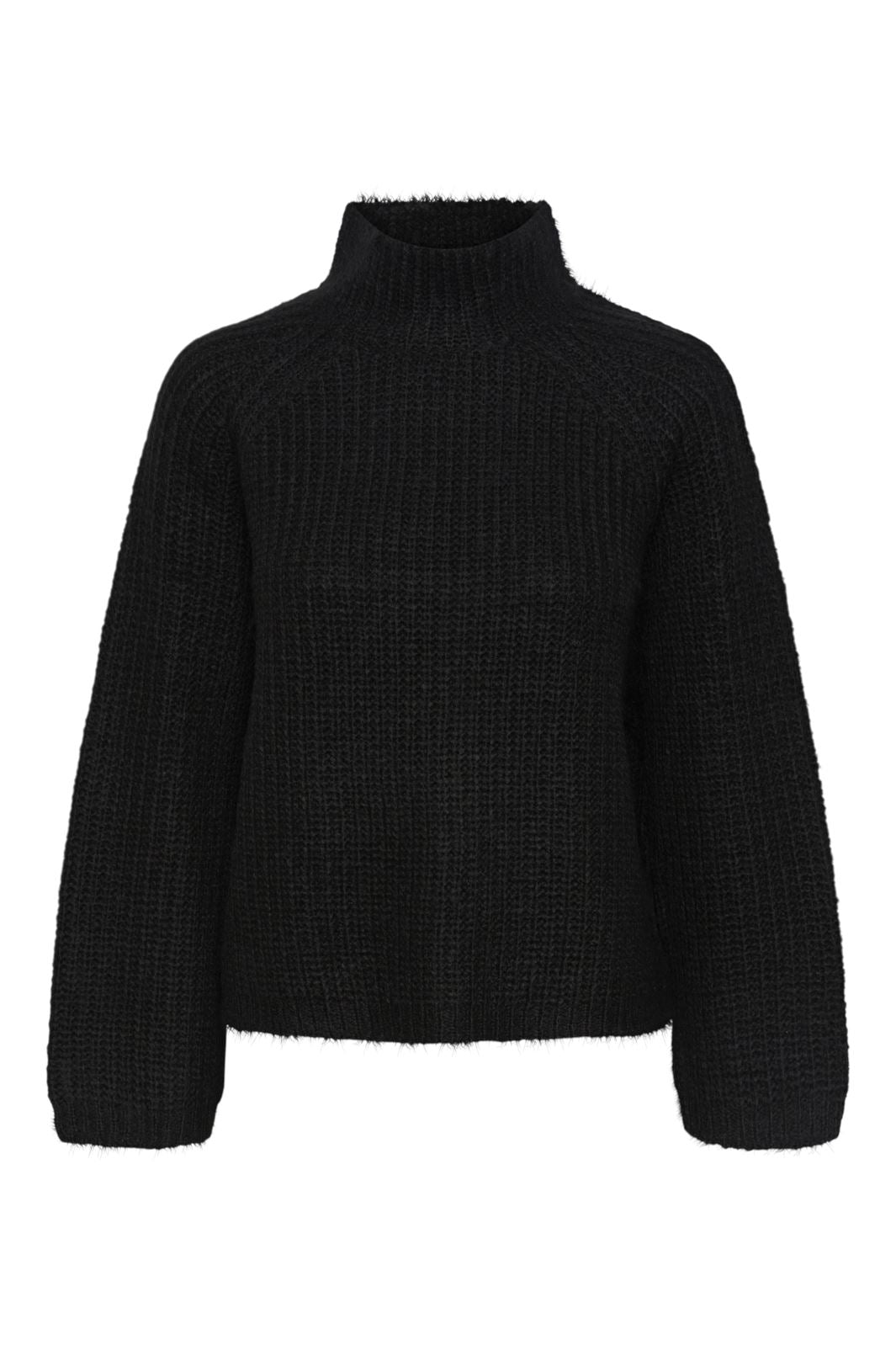 Pieces - Pcnell Ls High Neck Knit - 4259856 Black