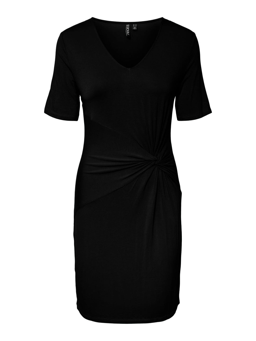 Pieces, Pcneora Ss V-Neck Knot Dress Sa, Black