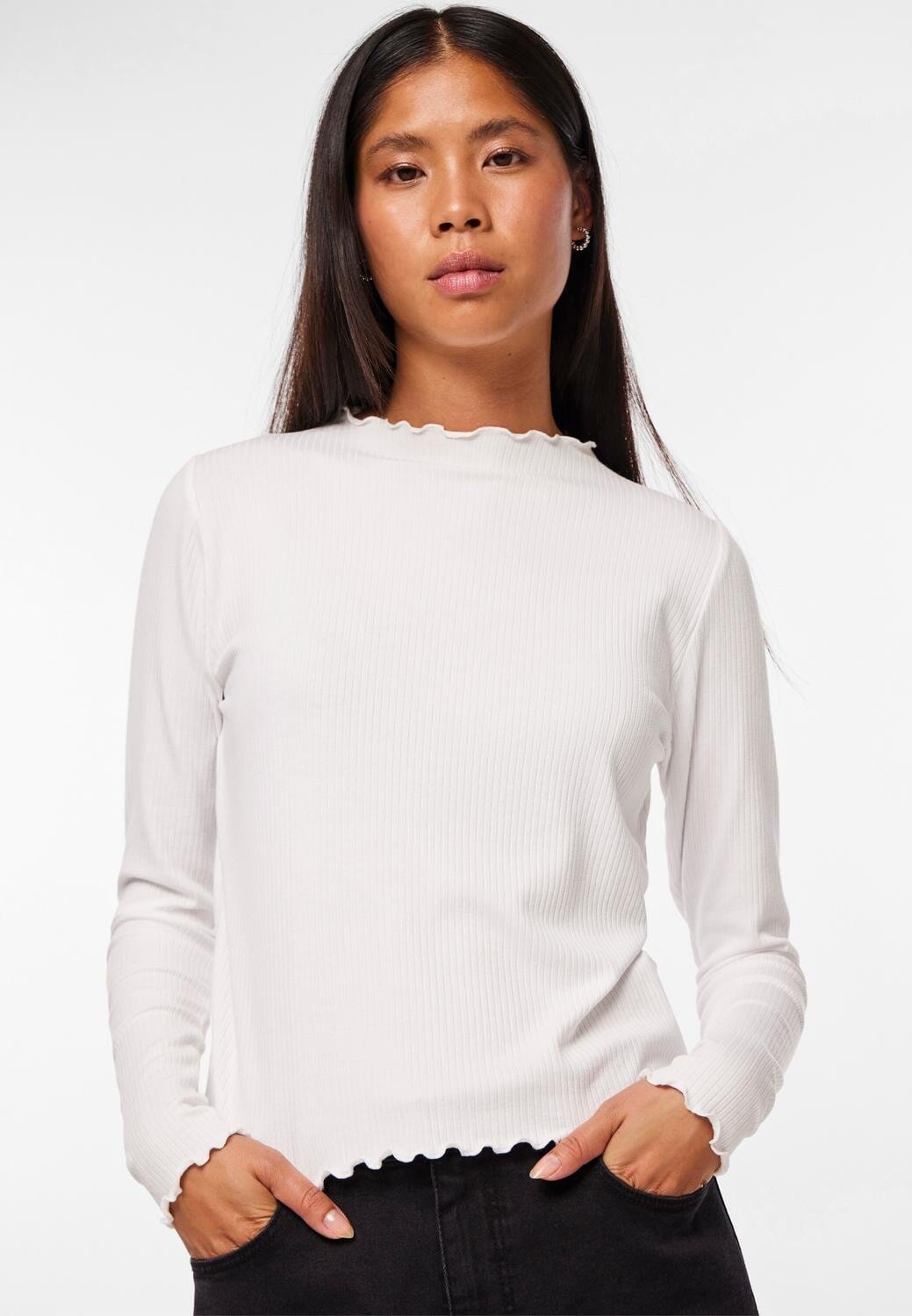 Pieces - Pcnicca Ls Top - 4073266 Bright White Bluser 