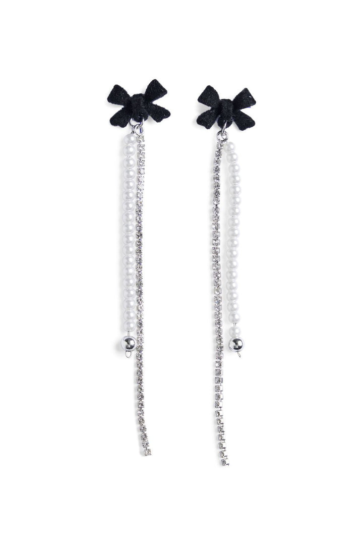 Pieces - Pcnikki Earrings Box - 4585600 Silver Colour St1/Black Bow