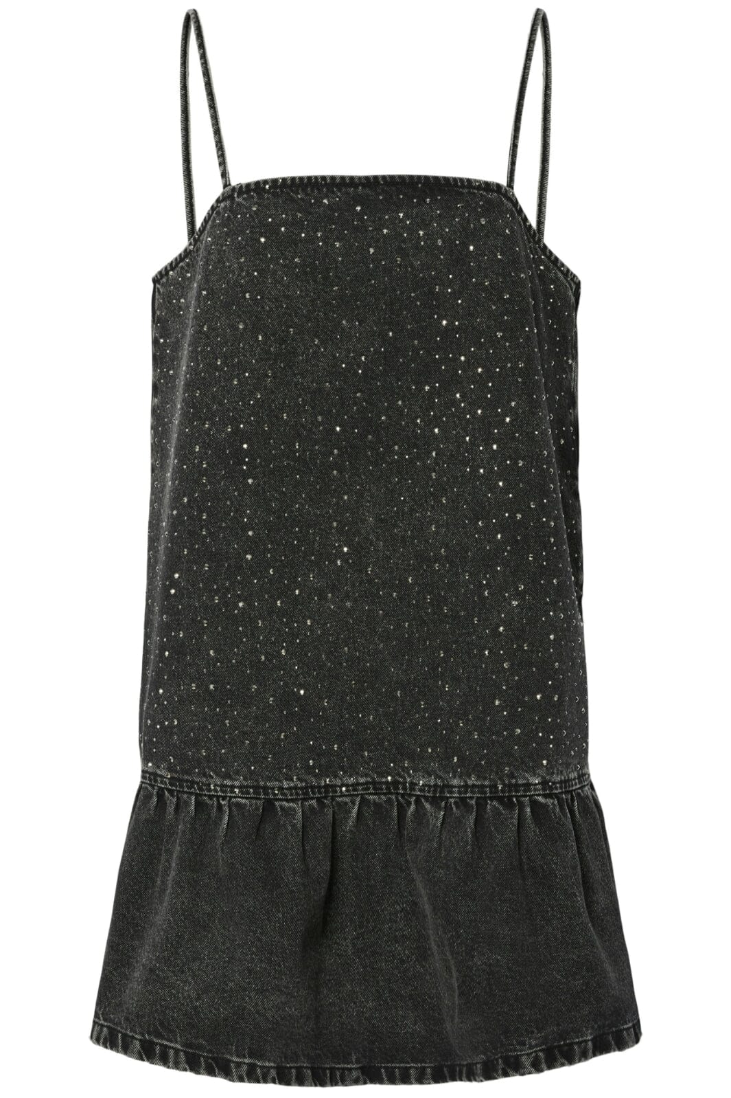 Pieces - Pcnoel Short Slip Denim Dress Fsy - 4831482 Black Denim Rhinestones