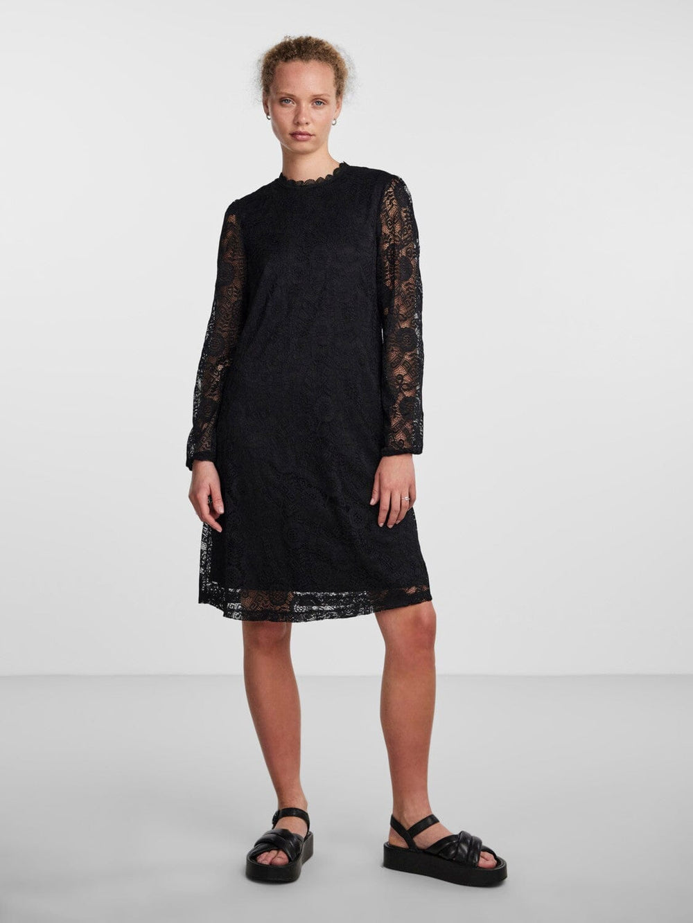 Pieces - Pcolline Ls Lace Dress - 4259154 Black Kjoler 