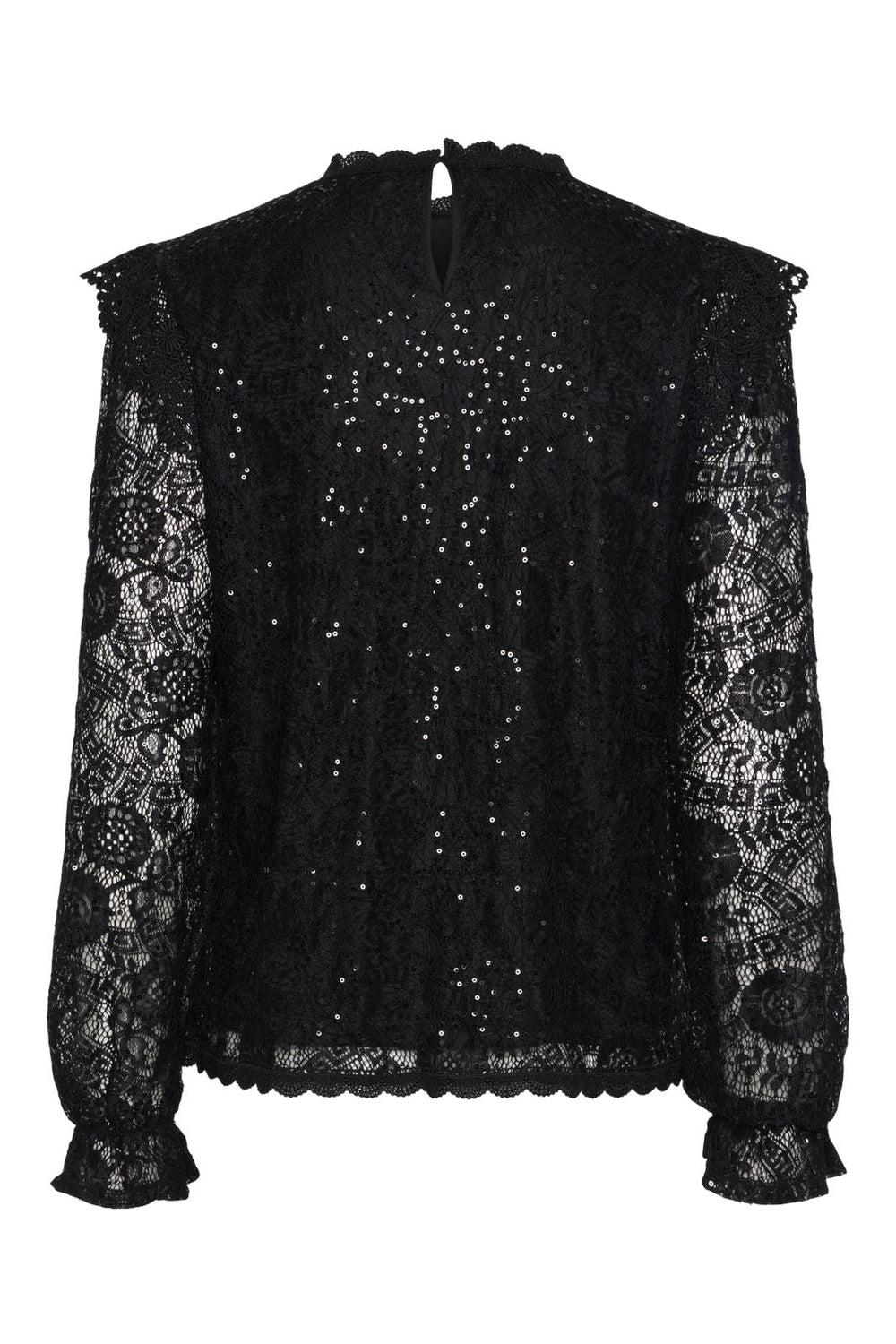 Pieces - Pcolline Ls Lace Sequins Top - 4567444 Black