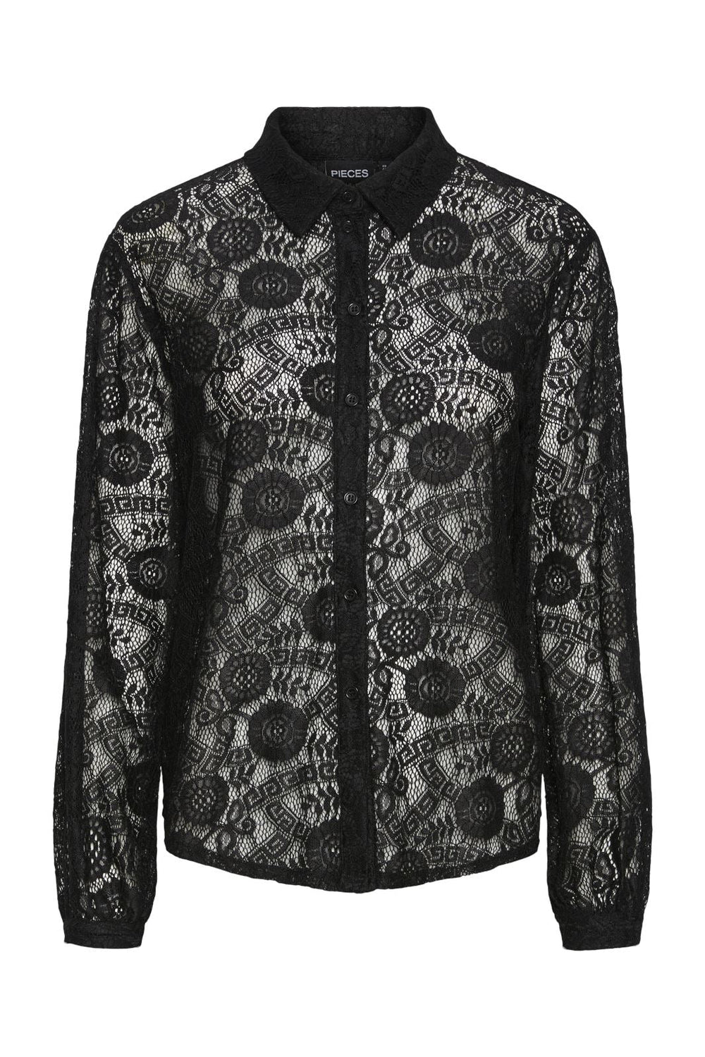 Pieces - Pcolline Ls Lace Shirt - 4633986 Black