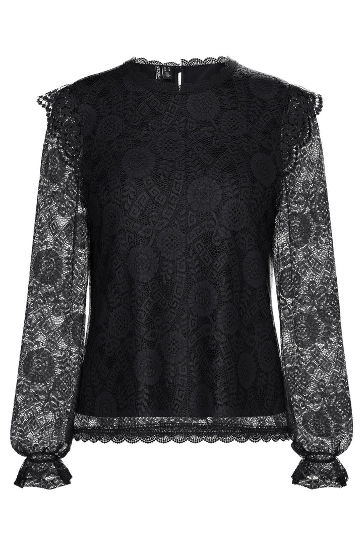 Pieces - Pcolline Ls Lace Top 17139863 - 4259139 - Black