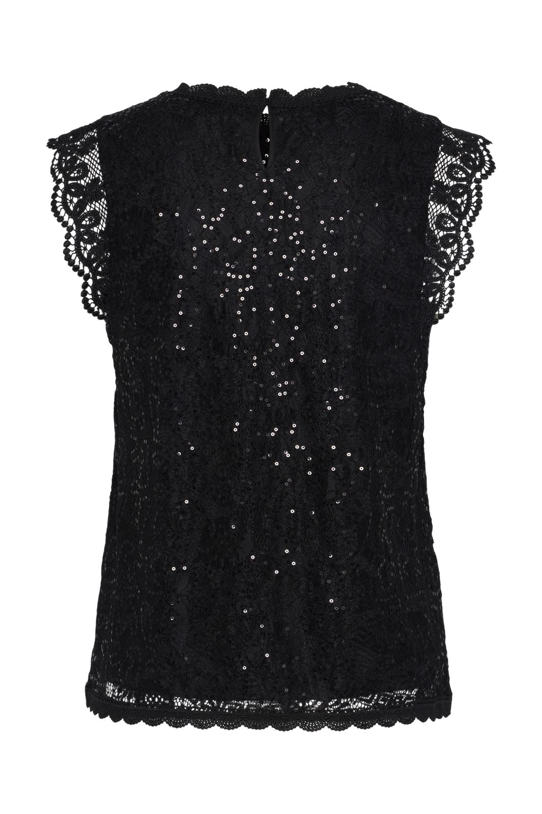 Pieces - Pcolline Sl Lace Sequins Top - 4567450 Black