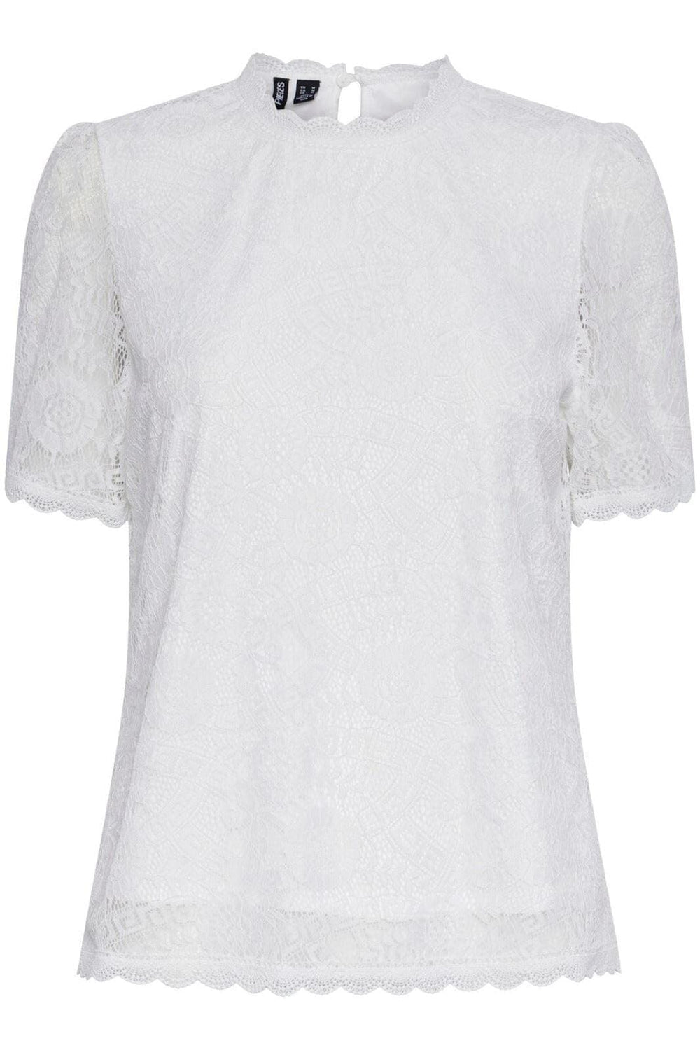 Pieces - Pcolline Ss Lace Top - 4463423 Cloud Dancer T-shirts 