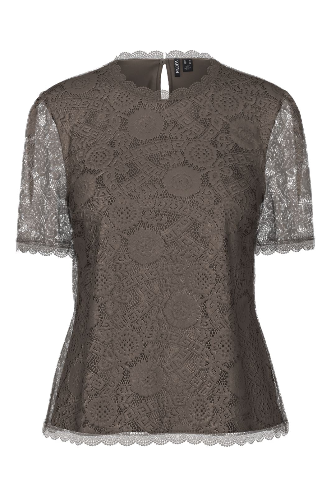 Pieces - Pcolline Ss Lace Top - 4532907 Morel