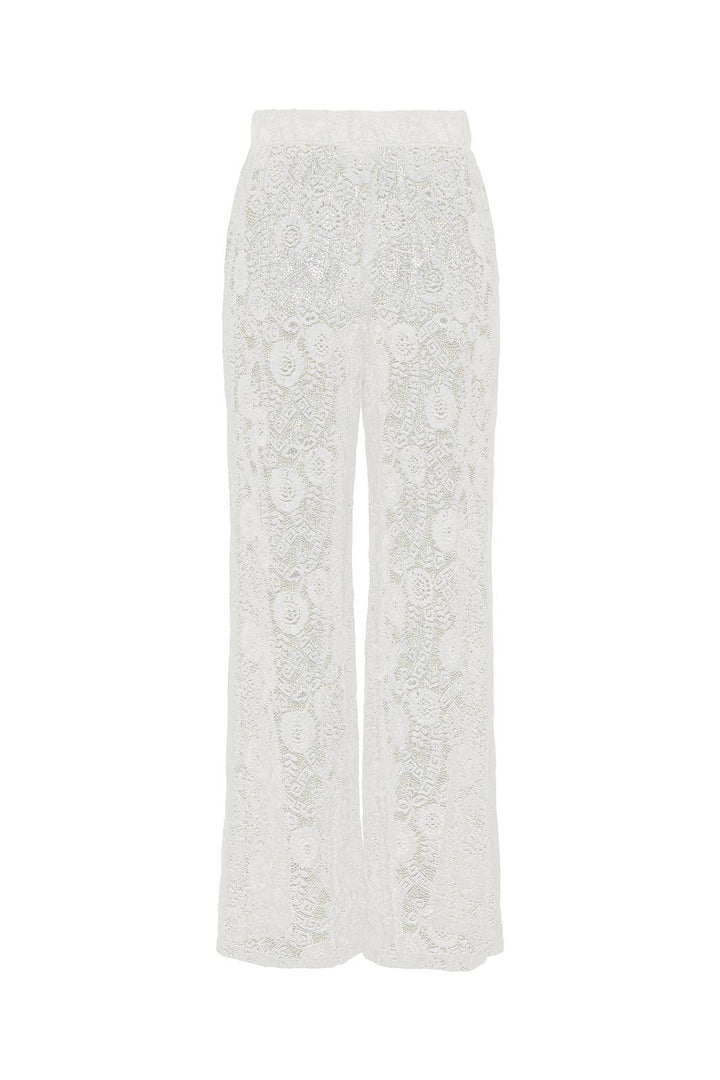 Pieces - Pcolline Wide Lace Pants - 4634037 Cloud Dancer