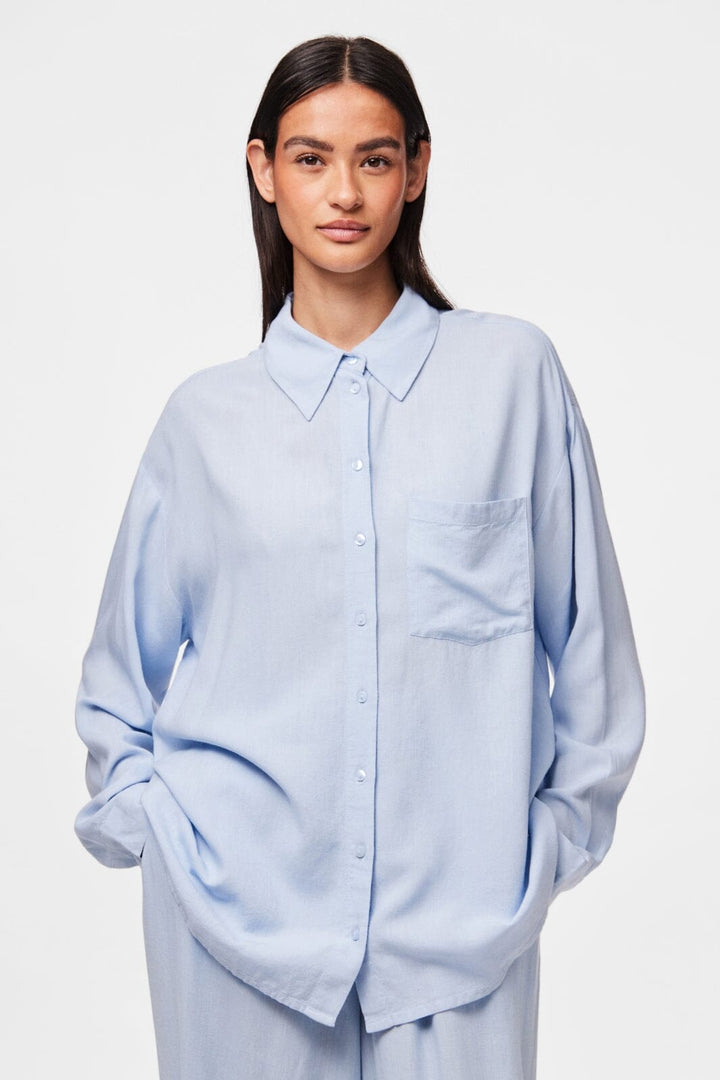 Pieces - Pcpia Ls Loose Shirt - 4648858 Cashmere Blue