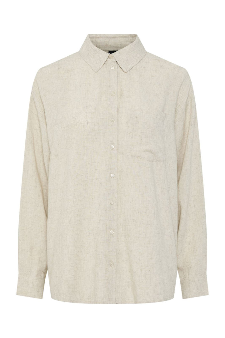 Pieces - Pcpia Ls Loose Shirt - 4764585 Birch Melange