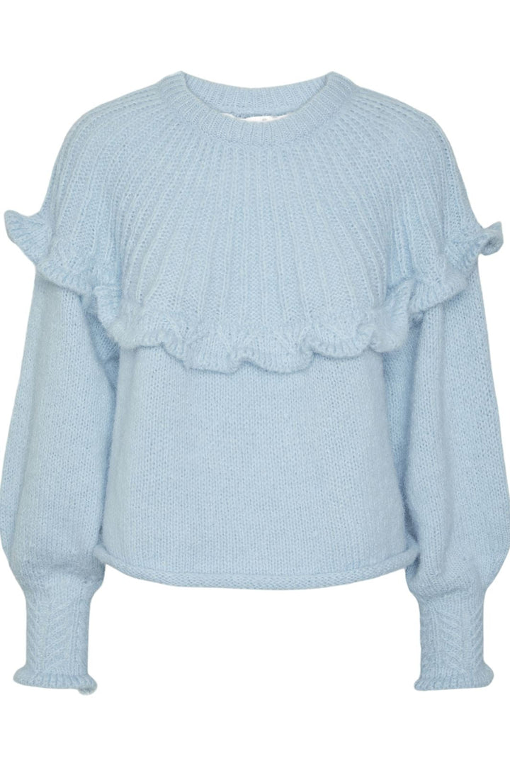 Pieces - Pcrikka Ls Oneck Knit - 4689667 Angel Falls Strikbluser 