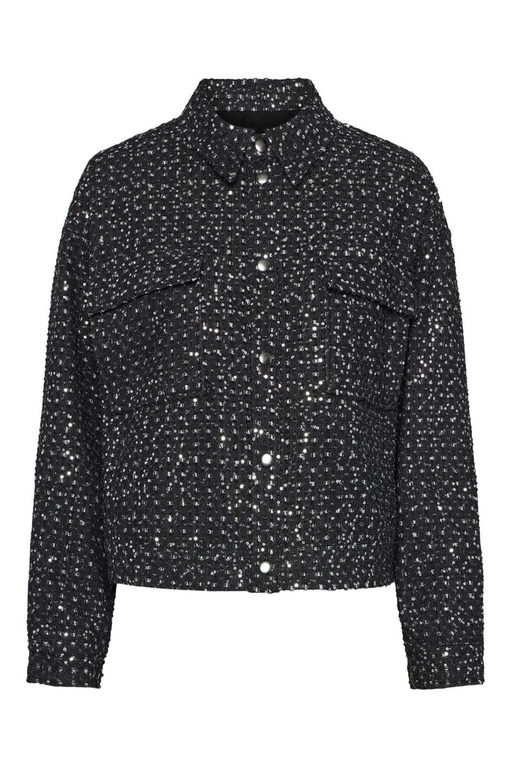 Pieces - Pcroberta Ls Sequins Jacket - 4602653 Grey Denim