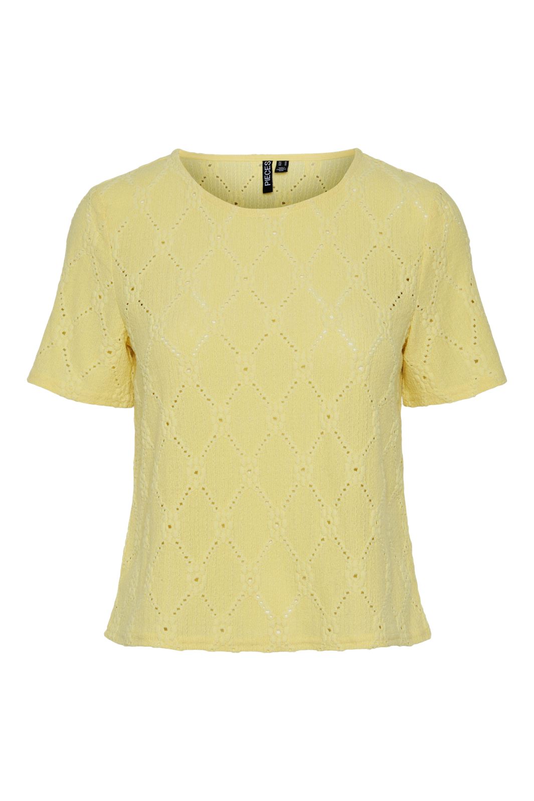 Pieces - Pcsanni Ss O-Neck Embrodery Top Pb - 4630160 Pale Banana