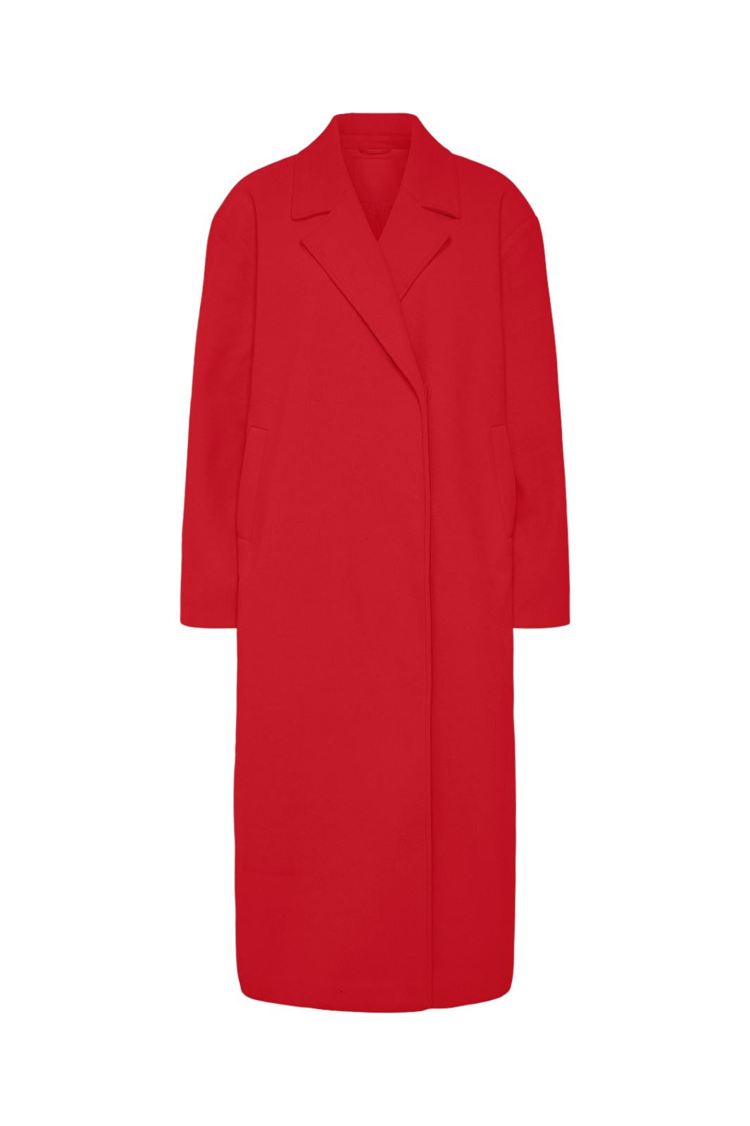 Pieces - Pcsavannah Ls Long Coat - 4703837 High Risk Red