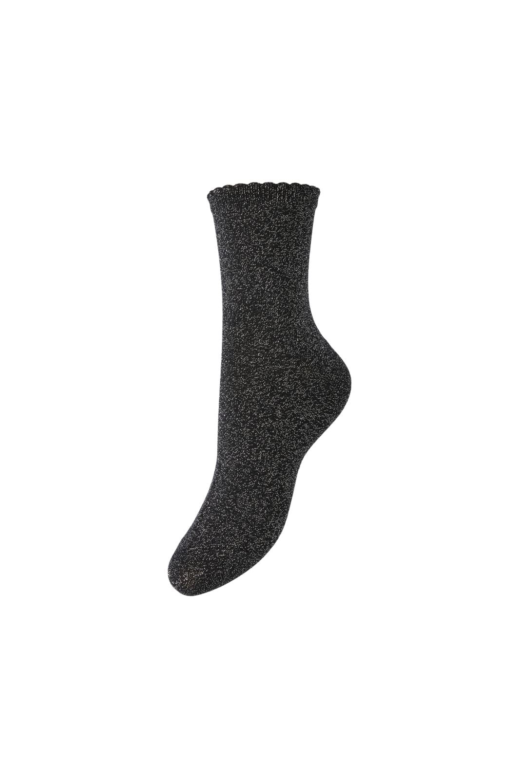 Pieces - Pcsebby Glitter Long Socks - 2391339 Black Silver Lurex