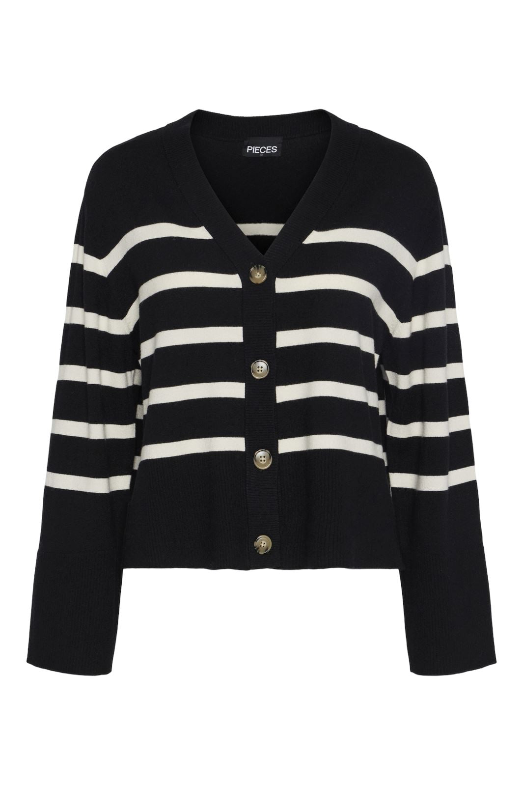 Pieces - Pcsia Ls Knit Cardigan - 4542826 Black White