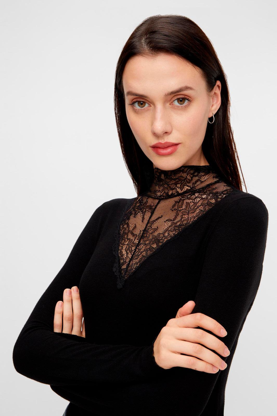 Pieces - Pcsiri Ls - Neck Top Noos - Black Bluser 