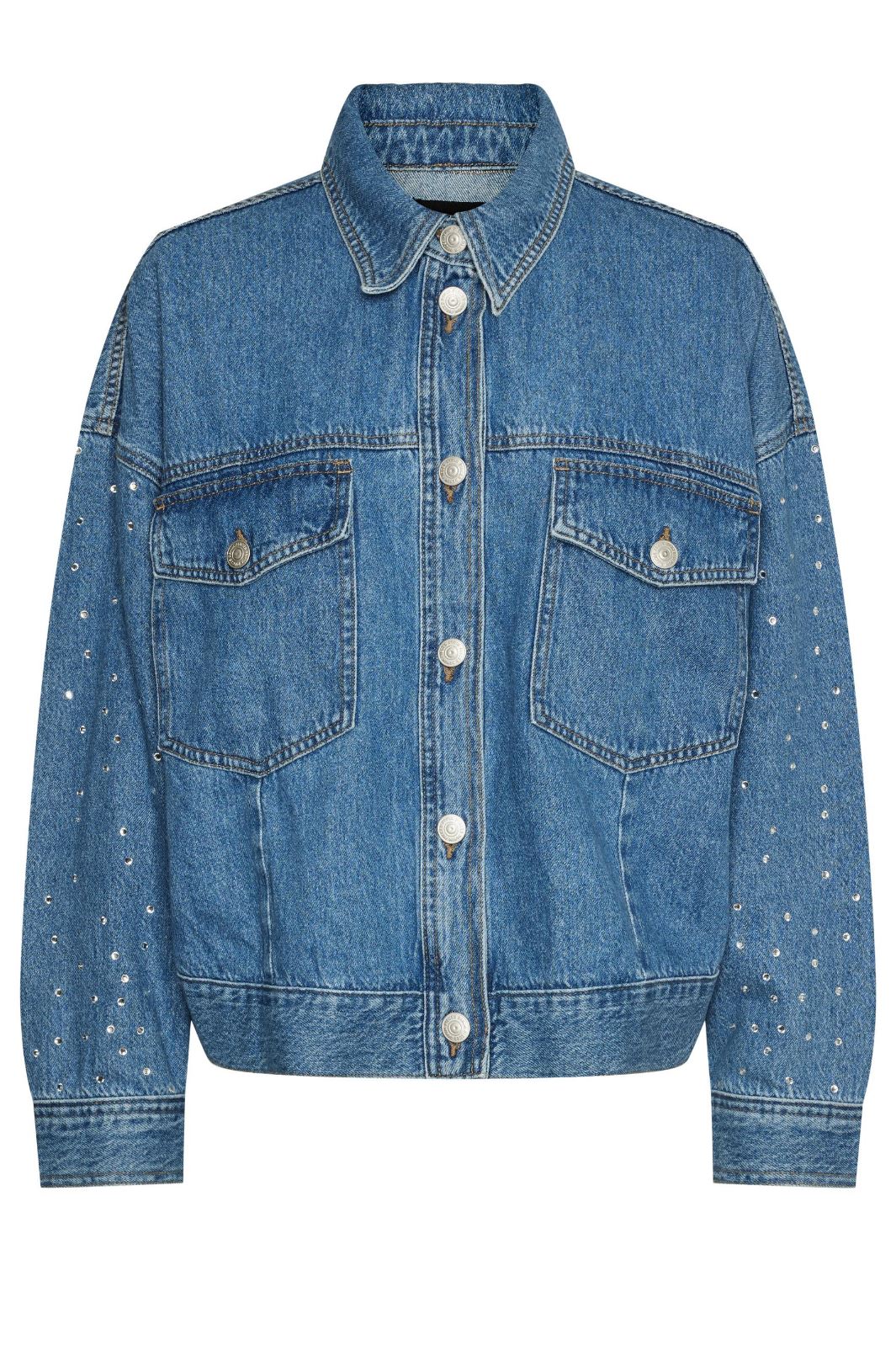 Pieces - Pcsky Rhinestone Jacket - 4456660 Medium Blue Denim Rhinestone Jakker 