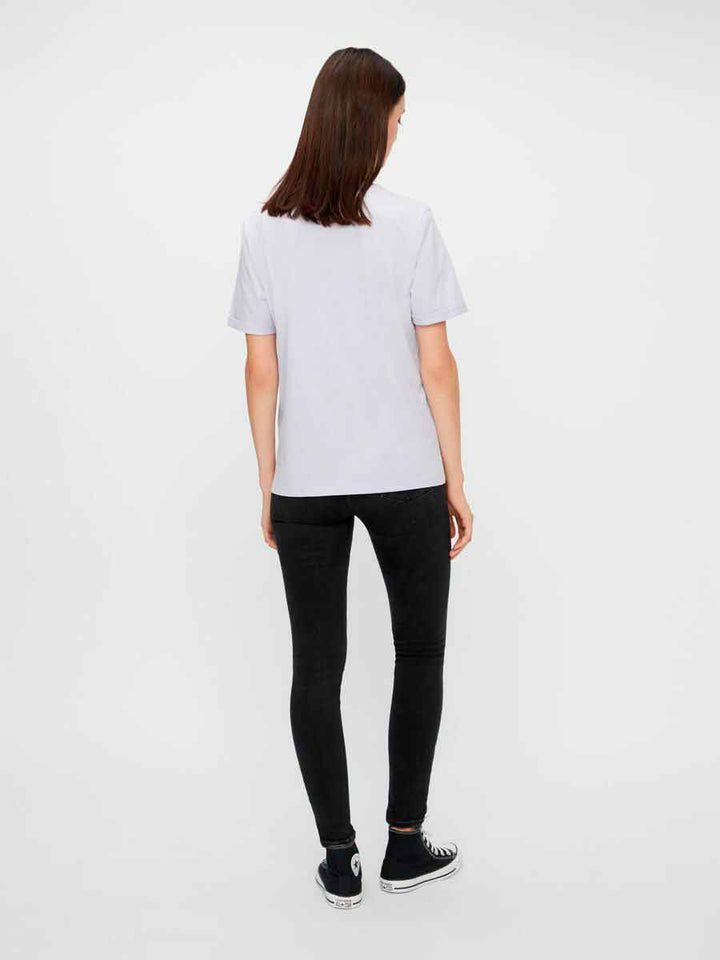 PIECES - Ria SS Fold Up Tee - Bright white T-shirts 